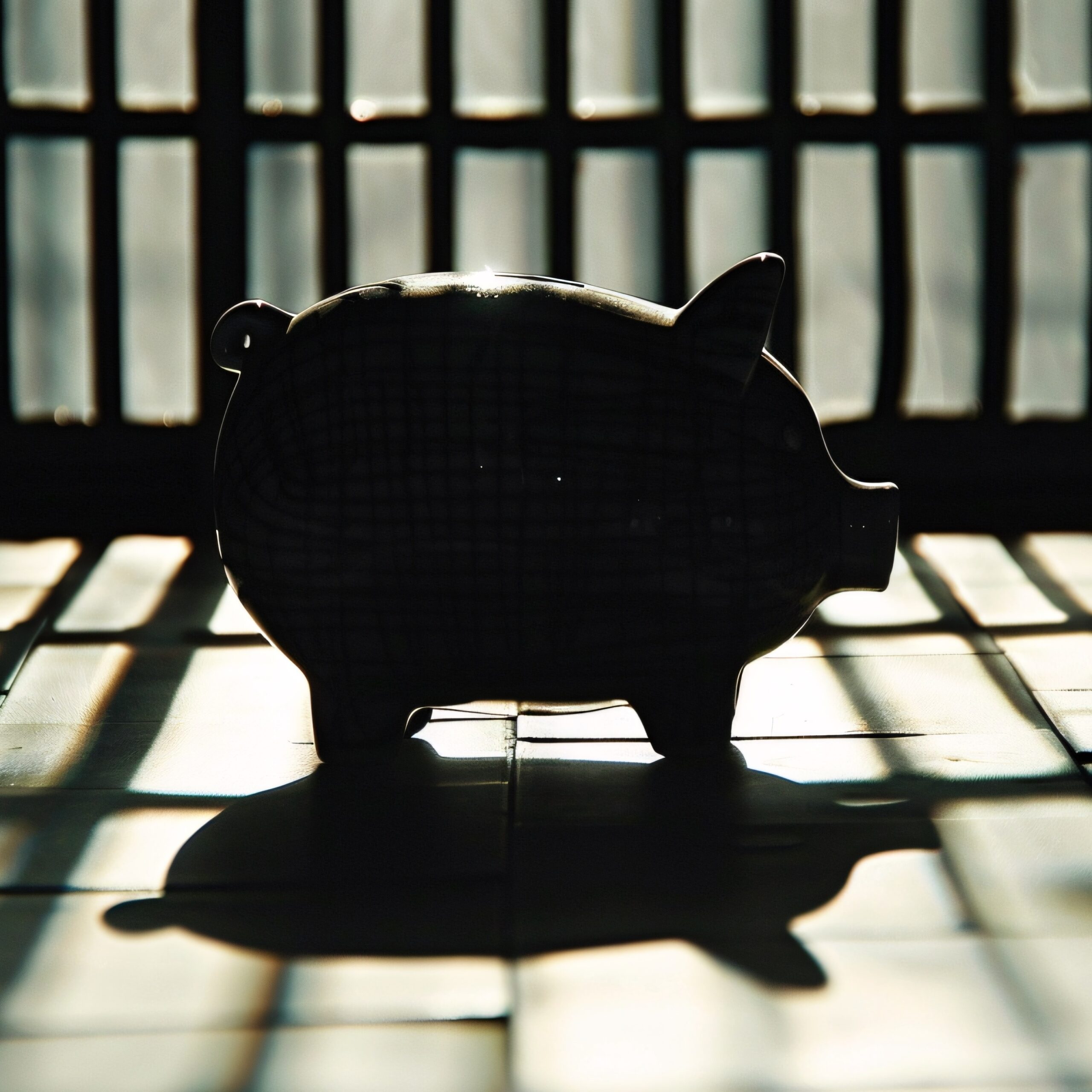 Piggy bank behind bars